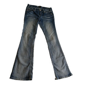 Ariya Jeans Women's 5/6 Blue Light Washed Bootcut Embroidered Studs Stretch Y2K